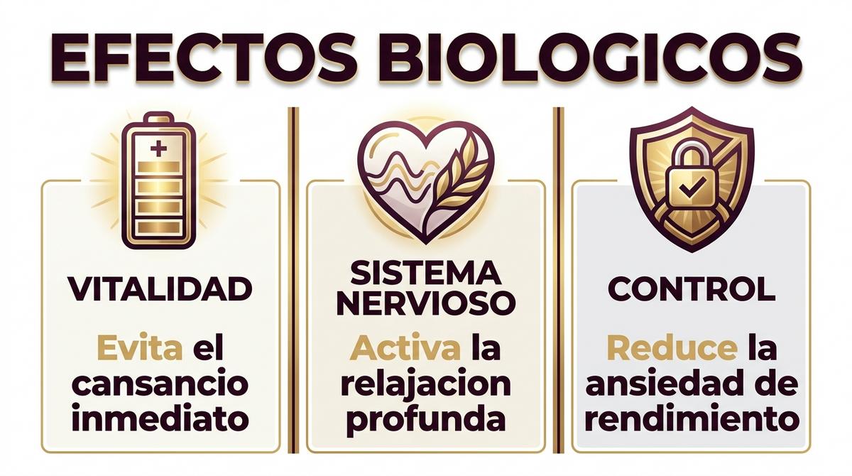 Infografía de tres columnas que detalla los efectos fisiológicos de evitar la eyaculación y prolongar la relajación.