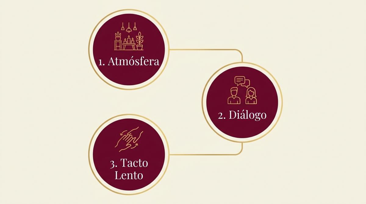 Gráfico del ritual de desconexión sensorial en pareja en tres pasos.