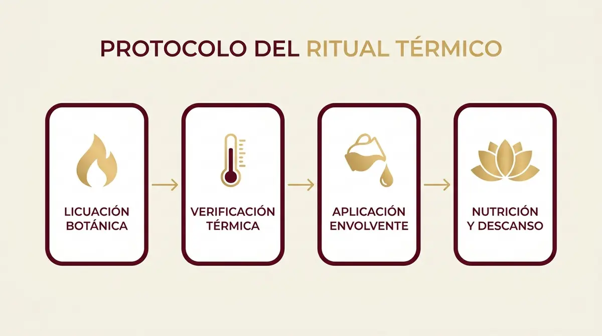 Diagrama de flujo del protocolo de aplicación del masaje con velas calientes paso a paso